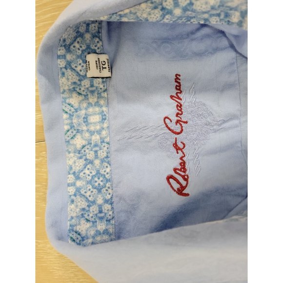 Robert Graham Classic Fit XL Flip Cuff Men's Button Shirt Blue Jacquard *Read* - Picture 5 of 12